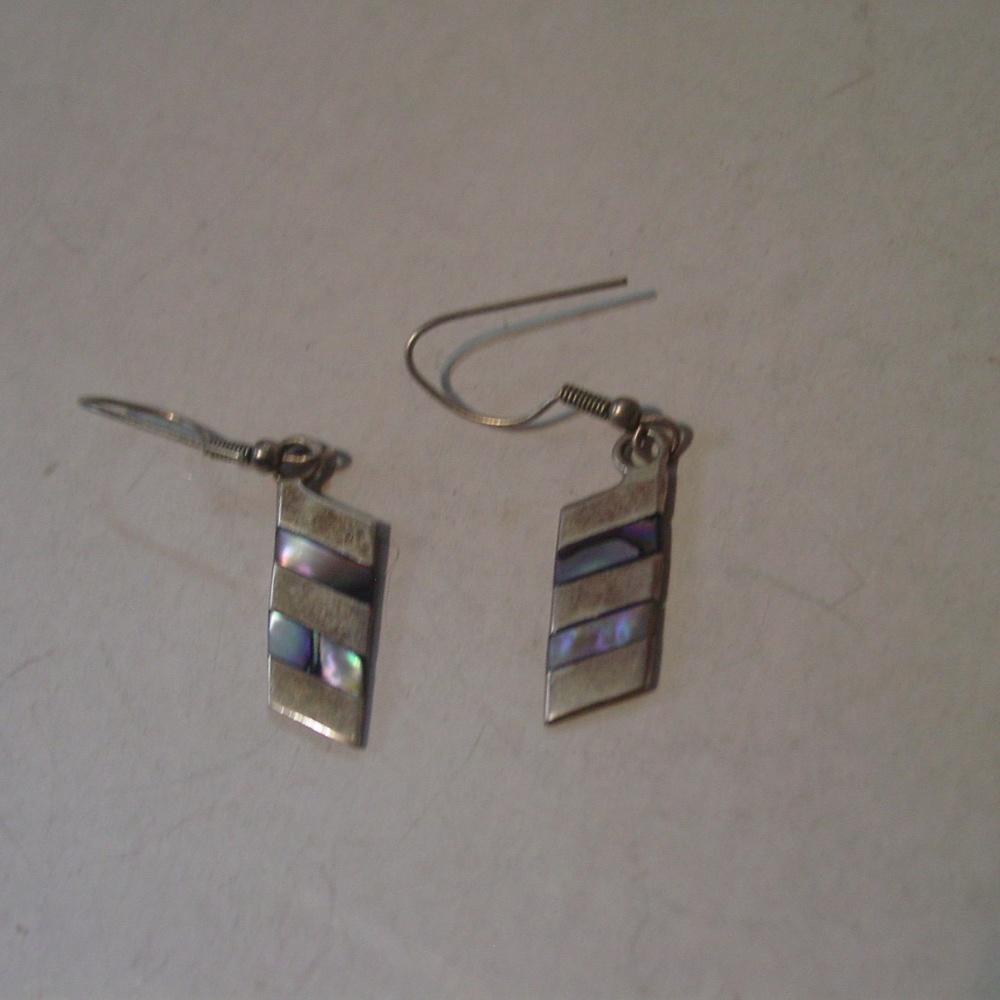 Alpaca Silver Abalone Dangle Earrings